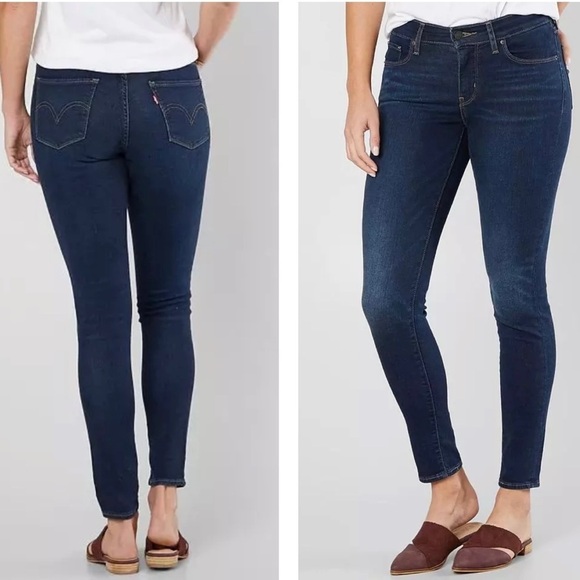 Levi's Womens Dark Wash Curvy Skinny Premium Denim Jeans Sz 25 - Picture 1 of 11